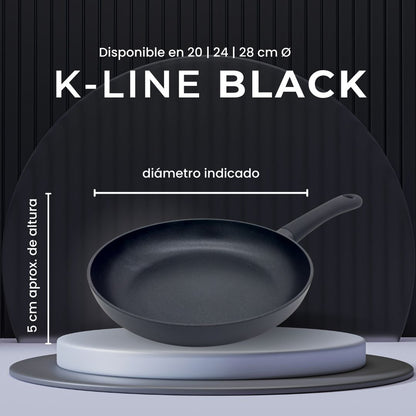 Sartén K-Line Black. Apta para todo tipo de cocinas, incluso inducción