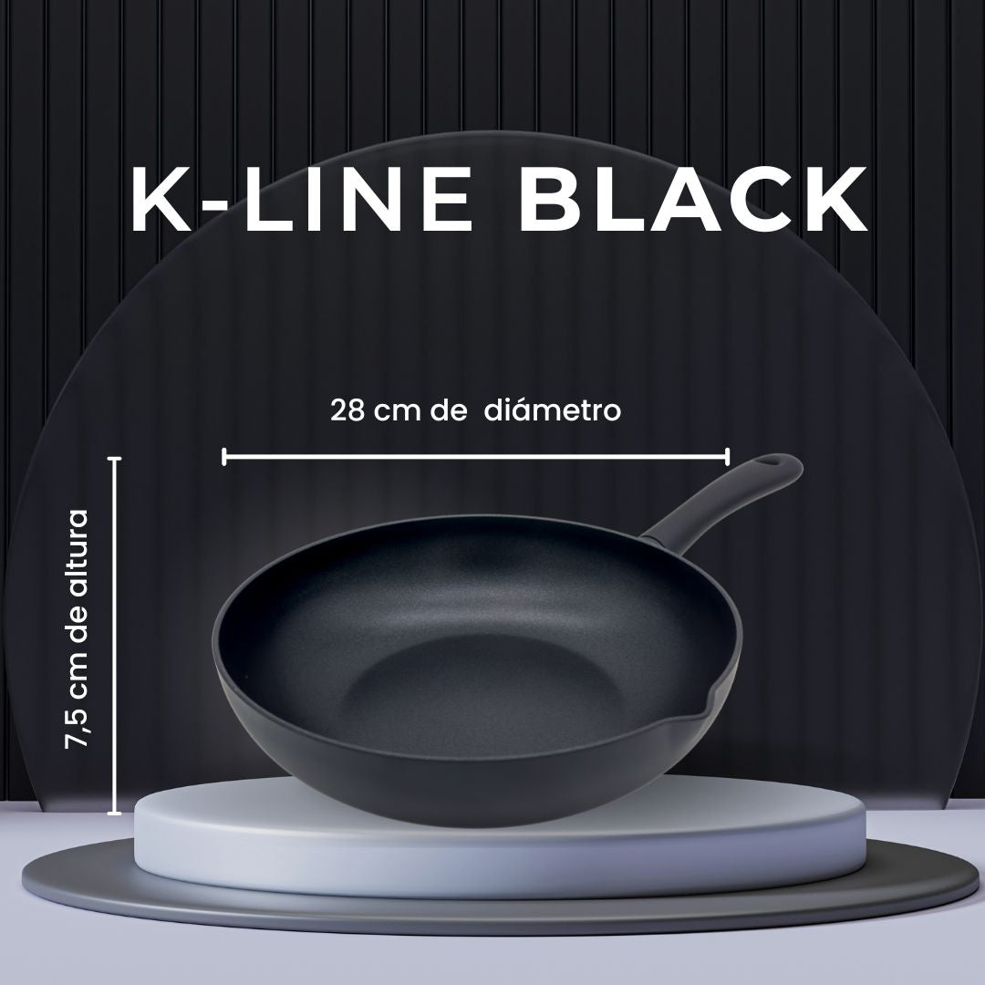 Wok K-Line Black. Apta para todo tipo de cocinas, incluso inducción