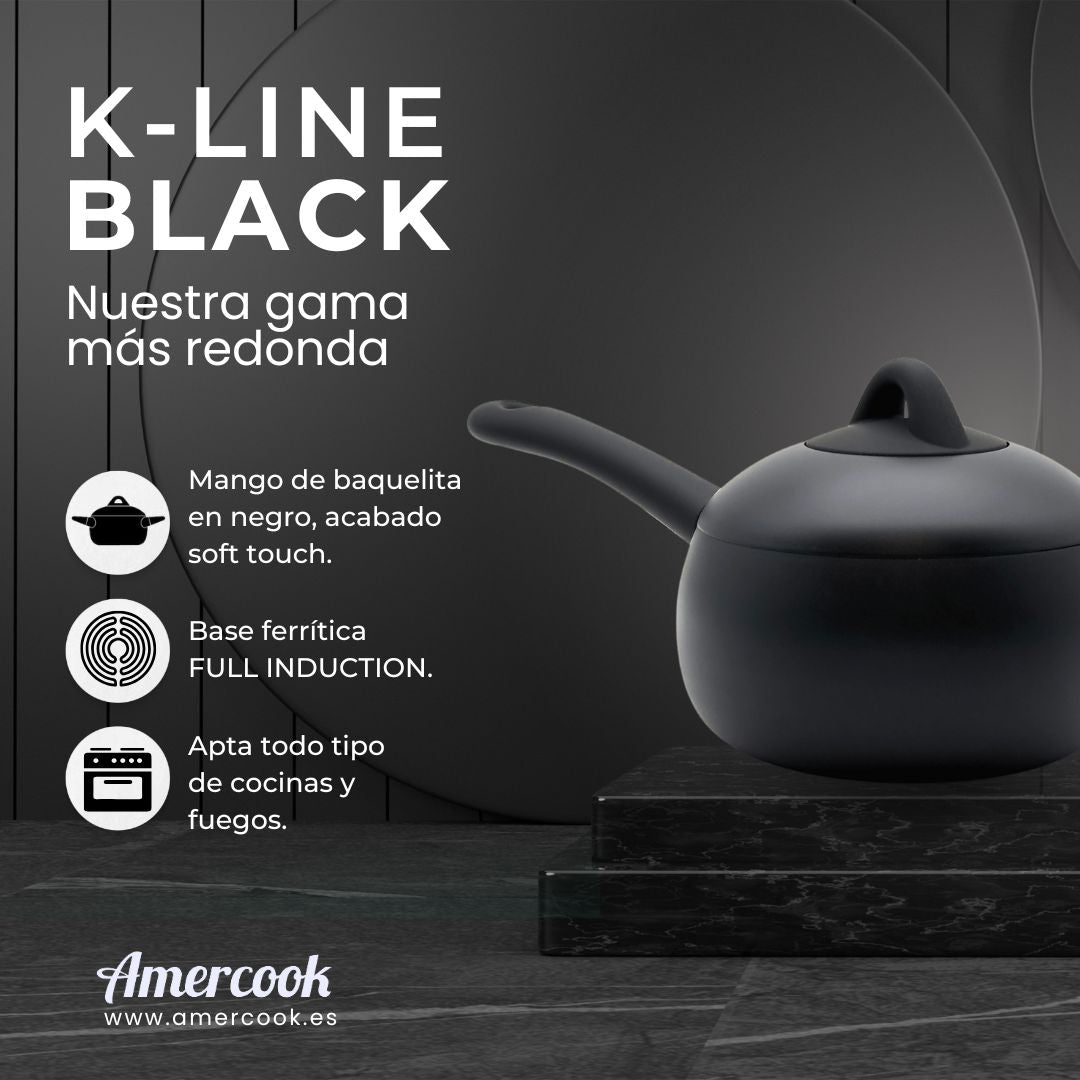 Cazo con tapa K-Line Black. Apta para todo tipo de cocinas, incluso inducción