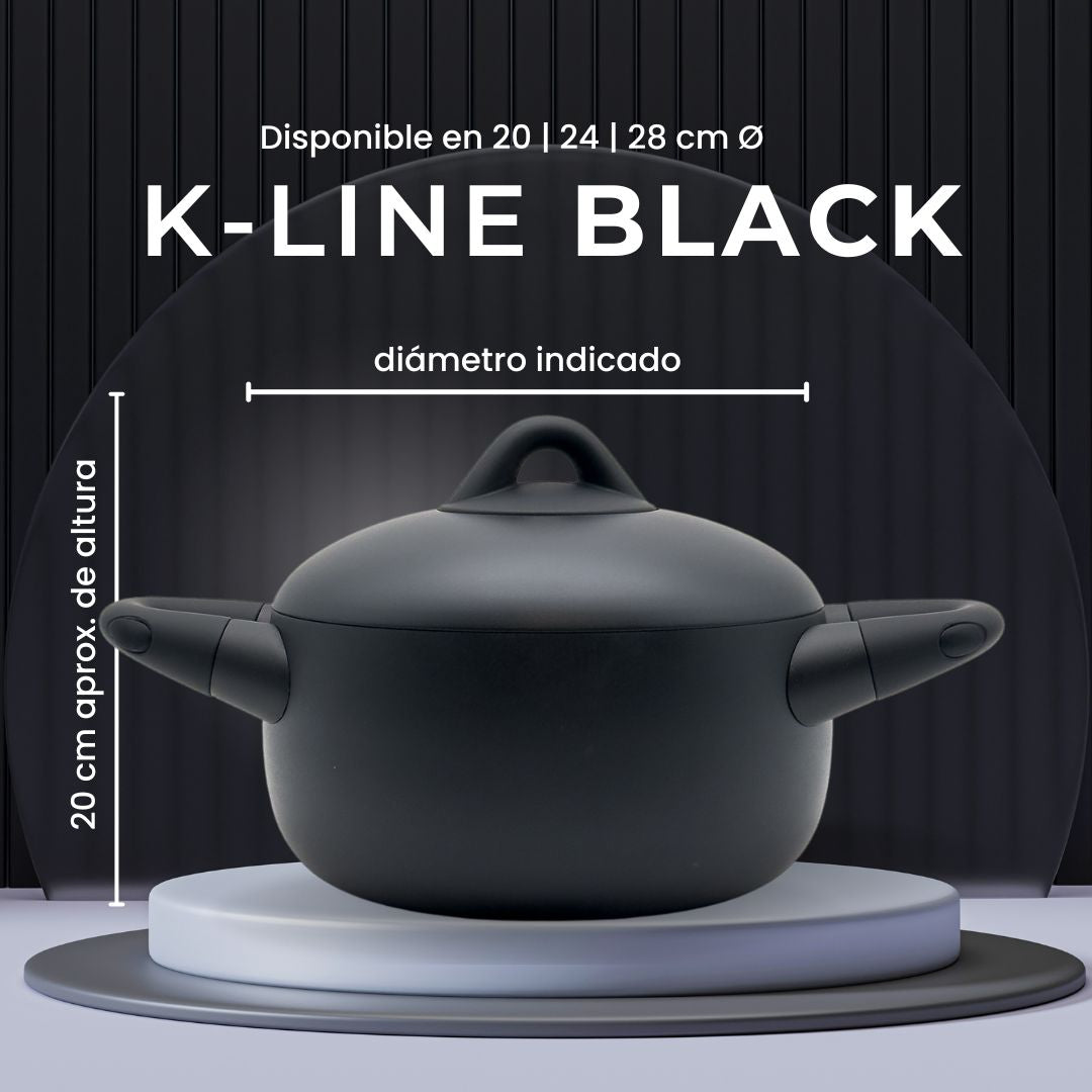 Cacerola media con tapa K-Line Black. Apta para todo tipo de cocinas, incluso inducción